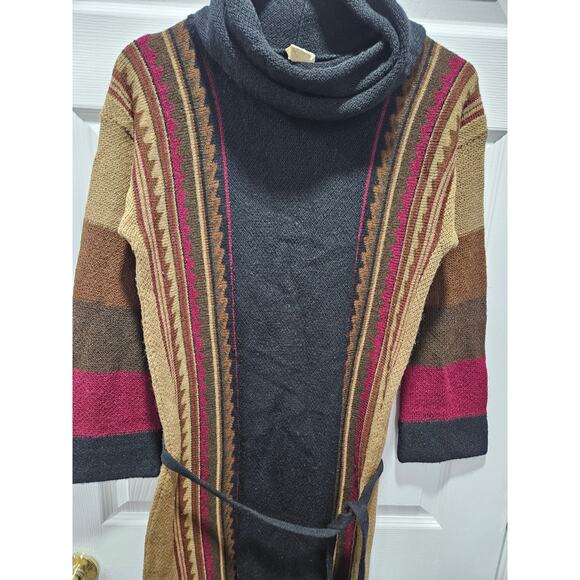 Vintage Alpaca Wool Striped Women's Sweater Dress Turtleneck Cowl Neck Size M - Picture 3 of 7